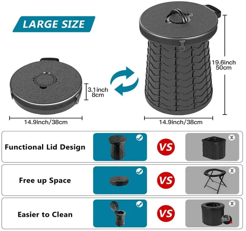 Portable Toilet Folding Camping Toilet Outdoor Commode Car Toilet Plastic for Travel Bucket Seat Camp