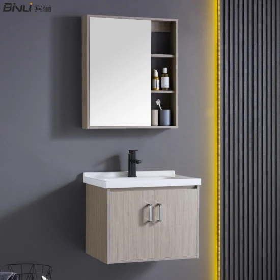 Precio barato Muebles de madera Armario con espejo de baño Tocador personalizado con lavabo